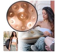 Handpan Drum 432Hz/440Hz Hand Drum Instrument, 9/10/12 Notes Premium Steel Hand Drum, Handpan Instrument Handpan Drum For Adults, Hand Drum Percussion(Gold,10 Notes (440Hz))