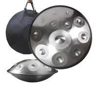 Handpan Drum 432Hz, 9/10/12 Notes 22 Inches Percussion Instrument With Drum Tripod, Steel Handpan Instrument For Meditation Yoga Sound Healing(Silver,10Notes)