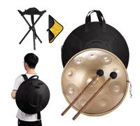 Handpan Drum 432Hz, 9/10/12 Notes 22 Inches Percussion Instrument With Drum Tripod, Steel Handpan Instrument For Meditation Yoga Sound Healing(A,10Notes)