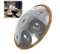 Handpan Drum 432Hz Steel Hand Drum 56cm Musical Drums with Woven Edge Guard 9 10 12 Notes Percussion Instrument for Professional Performance Beginner(Silver,12 Notes)