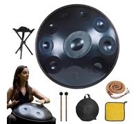 Handpan Drum 432Hz440Hz 10 Notes 22 Inches Percussion Instrument With Drum Tripod Mallets Handpan Bag Steel Instrument For Meditation Yoga Sound Blue440