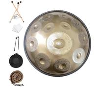 Handpan Drum 440/432Hz 12/10/9 Notes 22inch Carve Golden Handpan Drum D Minor Steel Tongue Drum Beginner Percussion Instrument Hand Drum(440Hz(9 notes))