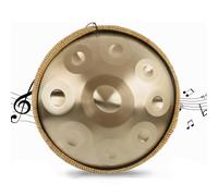 Handpan Drum 440 Hz, Harmonic Handpan Drum in D Minor, 9 Tones, 22 Inch Hand Pan, Wonderful Melody, for Sound Healing, that the Perfect Sound Comes to Your Hands (Golden, 9-Tone)