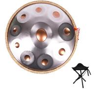Handpan Drum 440Hz 22 Inches 9/10/12 Notes Hand Drum, D Minor Kurd Steel Handpan Drums Musical Instrument For Adults Hand Pan Ensemble Instrument(Silver,9)