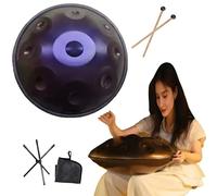 Handpan Drum 440Hz 9/10/12 Notes 22 Inches Handpan Instrument with Mallets, Handpan Stand & Carry Bag, Steel Adult's Hand Drum For Meditation Yoga Sound Healing(Dark purple,10 Notes)