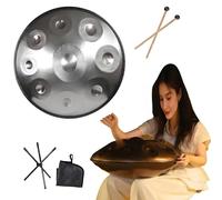 Handpan Drum 440Hz 9/10/12 Notes 22 Inches Handpan Instrument with Mallets, Handpan Stand & Carry Bag, Steel Adult's Hand Drum For Meditation Yoga Sound Healing(Silver,12 Notes)