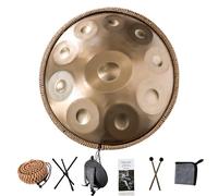 Handpan Drum, 440Hz Hand Pan Drum Percussion Instrument for Sound Healing and Personal Meditation, 22 Inches Steel Tongue Drum with All Accessories (Gold, 10 Notes)