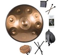 Handpan Drum, 440Hz Hand Pan Drum Percussion Instrument for Sound Healing and Personal Meditation, 22 Inches Steel Tongue Drum with All Accessories (Gold, 9 Notes)