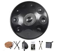 Handpan Drum, 440Hz Hand Pan Drum Percussion Instrument for Sound Healing and Personal Meditation, 22 Inches Steel Tongue Drum with All Accessories (Black, 10 Notes)