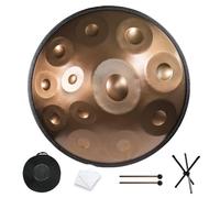 Handpan Drum, 440Hz Hand Pan Drum Percussion Instrument for Sound Healing and Personal Meditation, 22 Inches Steel Tongue Drum with All Accessories (Gold, 12 Notes)