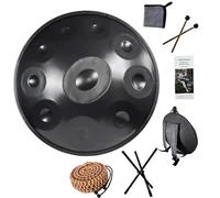 Handpan Drum 440Hz in D Minor 10 Notes 22 Inch Steel Drum Percussion Instruments with Soft Hand Pan Bag, Meditation Yoga Sound Healing Street Performance (Black, 10 Notes)