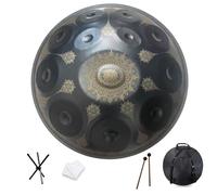 Handpan Drum 440Hz Mandala Drum Percussion Instrument for Sound And Personal Meditation 22 Inches 91012 Notes Steel Tongue with All Accessories Black 10 Notes