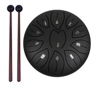 Handpan Drum 6 Inch 11 Notes Handpan Drum with Bag, Music Book, Mallets, Finger Picks for Percussion and Sound Healing Instruments(Black)