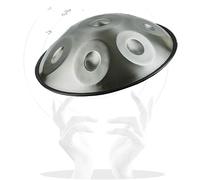 Handpan Drum 9/10/12 Note D Minor,432/440Hz Steel Hand Drums Harmonic Percussion with Stand, Bag,2 Mallets/Gold-10 Notes/432Hz