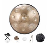 Handpan Drum 9/10/12 Notes 22 inch Handpan Drum 432HZ/440HZ D minor For sound healing, personal meditation, yoga, with soft bag, mallets,Handpan Drum holder, Cleaning cloth(Color:F,Size:10 Notes(440HZ