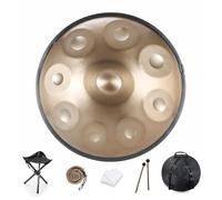 Handpan Drum 9/10/12 Notes 22 inch Handpan Drum 432HZ/440HZ D minor For sound healing, personal meditation, yoga, with soft bag, mallets,Handpan Drum holder, Cleaning cloth(Color:C,Size:9 Notes(440HZ)