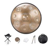 Handpan Drum 9/10/12 Notes 22 inch Handpan Drum 432HZ/440HZ D minor For sound healing, personal meditation, yoga, with soft bag, mallets,Handpan Drum holder, Cleaning cloth(Color:H,Size:10 Notes(440HZ