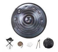 Handpan Drum 9/10/12 Notes 22 inch Handpan Drum 432HZ/440HZ D minor For sound healing, personal meditation, yoga, with soft bag, mallets,Handpan Drum holder, Cleaning cloth(Color:G,Size:10 Notes(432HZ