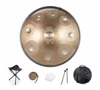 Handpan Drum 9/10/12 Notes 22 inch Handpan Drum 432HZ/440HZ D minor For sound healing, personal meditation, yoga, with soft bag, mallets,Handpan Drum holder, Cleaning cloth(Color:F,Size:9 Notes(440HZ)