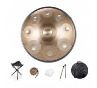 Handpan Drum 9/10/12 Notes 22 Inch Handpan Drum 432HZ/440HZ D minor, harmonic percussion for sound healing, personal meditation, yoga (Gold)(Size:9 Notes(440HZ))