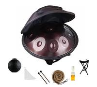 Handpan Drum 9/10/12 Notes 22 Inch Steel Handpan D Minor 440Hz Tongue Drum Instrument Harmonic Percussion With Soft Hand Pan Bag 2 Hammers For Meditation Yoga(Brown,10 Notes)