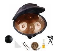 Handpan Drum 9/10/12 Notes 22 Inch Steel Handpan D Minor 440Hz Tongue Drum Instrument Harmonic Percussion With Soft Hand Pan Bag 2 Hammers For Meditation Yoga(Gold,12 Notes)