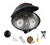 Handpan Drum 9/10/12 Notes 22 Inch Steel Handpan D Minor 440Hz Tongue Drum Instrument Harmonic Percussion With Soft Hand Pan Bag 2 Hammers For Meditation Yoga(Silver,10 Notes)