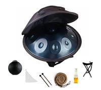 Handpan Drum 9/10/12 Notes 22 Inch Steel Handpan D Minor 440Hz Tongue Drum Instrument Harmonic Percussion With Soft Hand Pan Bag 2 Hammers For Meditation Yoga(Blue,9 Notes)