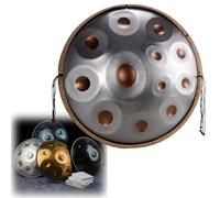 Handpan Drum, 9/10/12 Notes D Minor Harmonic Steel Tongue Drum with Soft Bag, Mallets, Stand, and Cloth