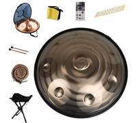 Handpan Drum - 9/10/12 Notes D Minor Steel Tongue Drum, 22" Diameter, Perfect For Meditation & Music Therapy With Carrying Case(Golden spiral,9 Notes (432Hz))