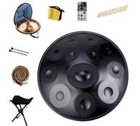 Handpan Drum - 9/10/12 Notes D Minor Steel Tongue Drum, 22" Diameter, Perfect For Meditation & Music Therapy With Carrying Case(Black,12 Notes (432Hz))