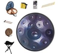 Handpan Drum - 9/10/12 Notes D Minor Steel Tongue Drum, 22" Diameter, Perfect For Meditation & Music Therapy With Carrying Case(Blue,12 Notes (432Hz))