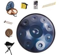 Handpan Drum - 9/10/12 Notes D Minor Steel Tongue Drum, 22" Diameter, Perfect For Meditation & Music Therapy With Carrying Case(Blue,9 Notes (440Hz))