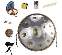 Handpan Drum - 9/10/12 Notes D Minor Steel Tongue Drum, 22" Diameter, Perfect For Meditation & Music Therapy With Carrying Case(Golden eye,12 Notes (432Hz))