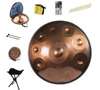 Handpan Drum - 9/10/12 Notes D Minor Steel Tongue Drum, 22" Diameter, Perfect For Meditation & Music Therapy With Carrying Case(Gold,10 Notes (432Hz))