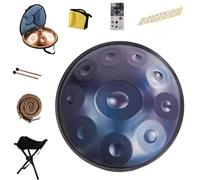 Handpan Drum - 9/10/12 Notes D Minor Steel Tongue Drum, 22" Diameter, Perfect For Meditation & Music Therapy With Carrying Case(Blue,10 Notes (432Hz))