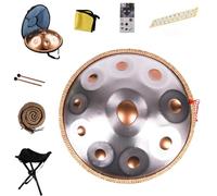 Handpan Drum - 9/10/12 Notes D Minor Steel Tongue Drum, 22" Diameter, Perfect For Meditation & Music Therapy With Carrying Case(Golden eye,10 Notes (432Hz))