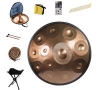 Handpan Drum - 9/10/12 Notes D Minor Steel Tongue Drum, 22" Diameter, Perfect For Meditation & Music Therapy With Carrying Case(Gold,12 Notes (432Hz))