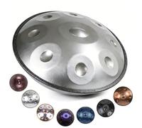 Handpan Drum 9/10/12 Notes for Beginners Handpan 440hz/432hz in D Minor for Meditation Nitrided Steel Hand Drum 22 Inch for Sound Healing with Soft Bag Mallets Stand(Silver,432HZ/10 Note)