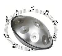 Handpan Drum 9/10/12 Notes Hand Tuning Hand Pan 440hz/432hz in D Minor Handpan Drums for Adults 22 Inch with Soft Bag Mallets Stand for Sound Healing Meditation Yoga(Silver,440HZ/10 Note)