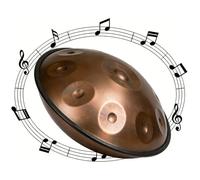 Handpan Drum 9/10/12 Notes Hand Tuning Hand Pan 440hz/432hz in D Minor Handpan Drums for Adults 22 Inch with Soft Bag Mallets Stand for Sound Healing Meditation Yoga(Gold,440HZ/10 Note)