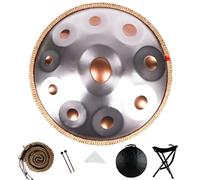 Handpan Drum 9/10/12 Notes in D Minor 22 Inch 440hz/432hz Steel Hand Drum Handpan Drums for Adults Tuned By Hand Professional Percussion for Meditation Beginner Performance(Silver2,432HZ/12 Note)