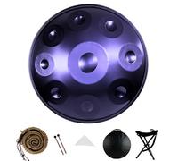 Handpan Drum 9/10/12 Notes in D Minor 22 Inch 440hz/432hz Steel Hand Drum Handpan Drums for Adults Tuned By Hand Professional Percussion for Meditation Beginner Performance(Dark purple,440HZ/9 Note)