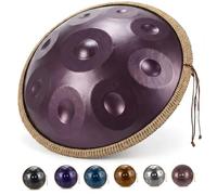 Handpan Drum 9 10 12 Notes in D Minor, 22 Inches 440 Hz Hand Pan Percussion Instrument, Premium Hand Tuned Steel Drum with Storage Bag, Mallets and Drum Stand(Purple,432HZ/9Note)