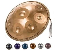 Handpan Drum 9 10 12 Notes in D Minor, 22 Inches 440 Hz Hand Pan Percussion Instrument, Premium Hand Tuned Steel Drum with Storage Bag, Mallets and Drum Stand(Gold,440HZ/12Note)