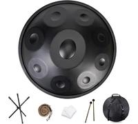 Handpan Drum 9/10/12 Tones 22 Inch Steel Tongue Drum with Soft Bag, Harmonic Percussion for Sound Healing, Personal Meditation, Yoga(Black,9 Notes (440Hz))