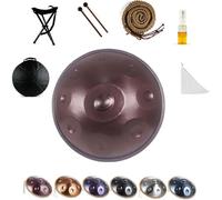 Handpan Drum 9 Note 440Hz - 55cm Steel Tongue Drum with Mallets for Sound Healing, Mtat, Yoga - Portable Purple Hand Pan Instrument