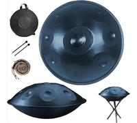 Handpan Drum, D Minor 9 Notes 10 Notes Handpan，432HZ Steel Drums Percussion Instrument for Professional Performance with Bag, Tripod, Mallet，Note Stickers, Wiping Cloth(Blue,432HZ/10Note)