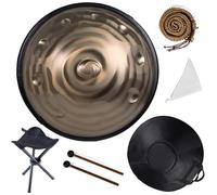 Handpan Drum D Minor Kurd Hand Pan Drums 9/10/12 Notes Adult Hand Drum Instrument 432/440Hz Steel Drums Set Includes Carrying Case, Stand, Drumsticks(Gold,432HZ/10Note)