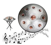 Handpan Drum D Minor Kurd Steel Hand Pan Drum Instrument for Adults 440HZ/432Hz 9/10/12 Notes Premium 22 Inches Handpan Instrument for Yoga Meditation Healing Performance(Gold-Silver,432HZ/10Note)